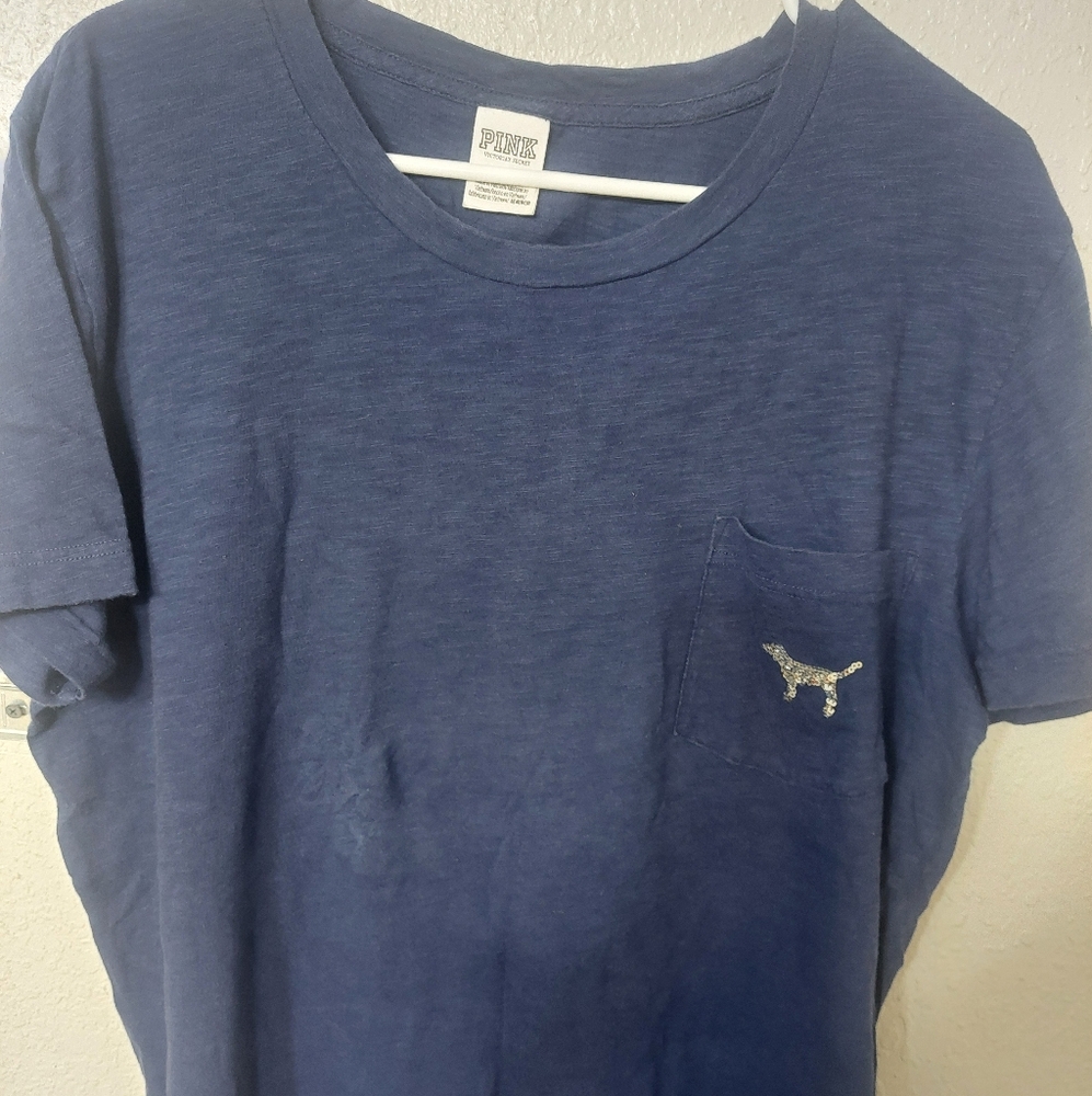 PINK Victoria's Secret Silver Blue Oversized Tee